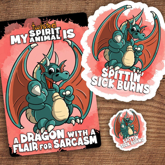 Dragon with a Flair for Sarcasm sticker pack DangerBearIndustries