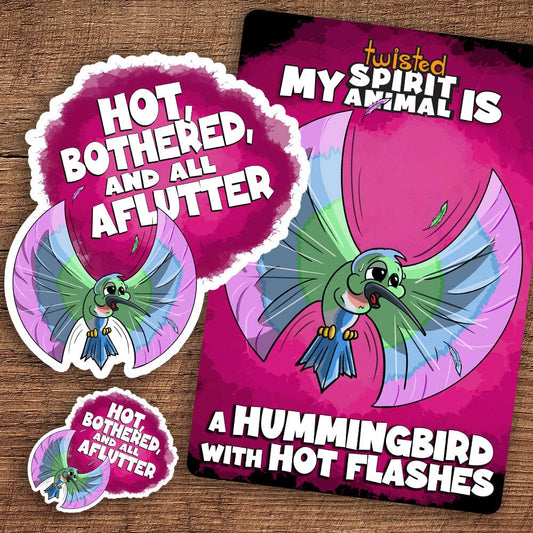 Hummingbird with Hot Flashes sticker pack DangerBearIndustries
