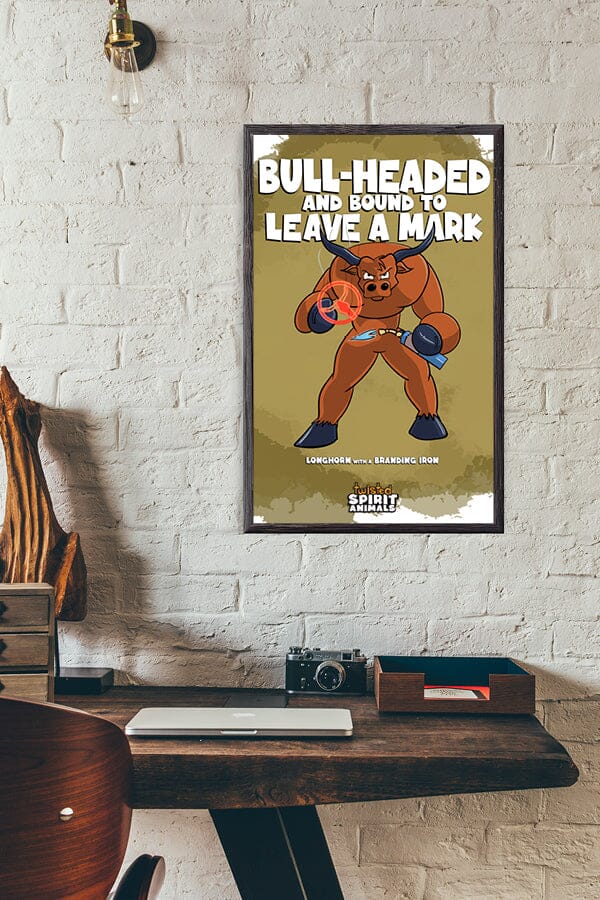 Longhorn with a Branding Iron 11x17 Print DangerBearIndustries