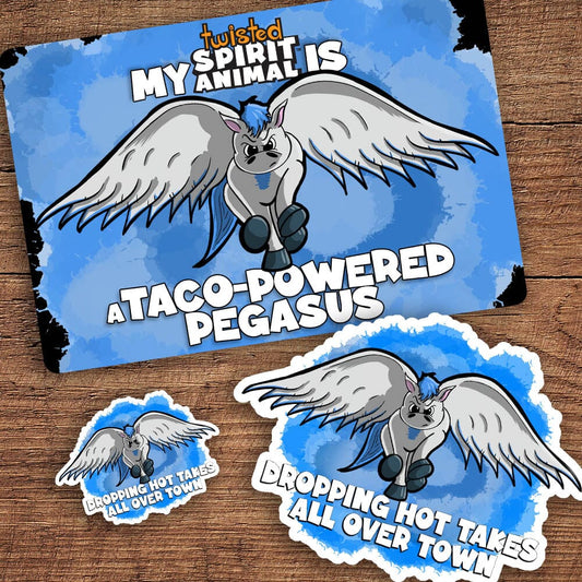 Taco-Powered Pegasus sticker pack DangerBearIndustries