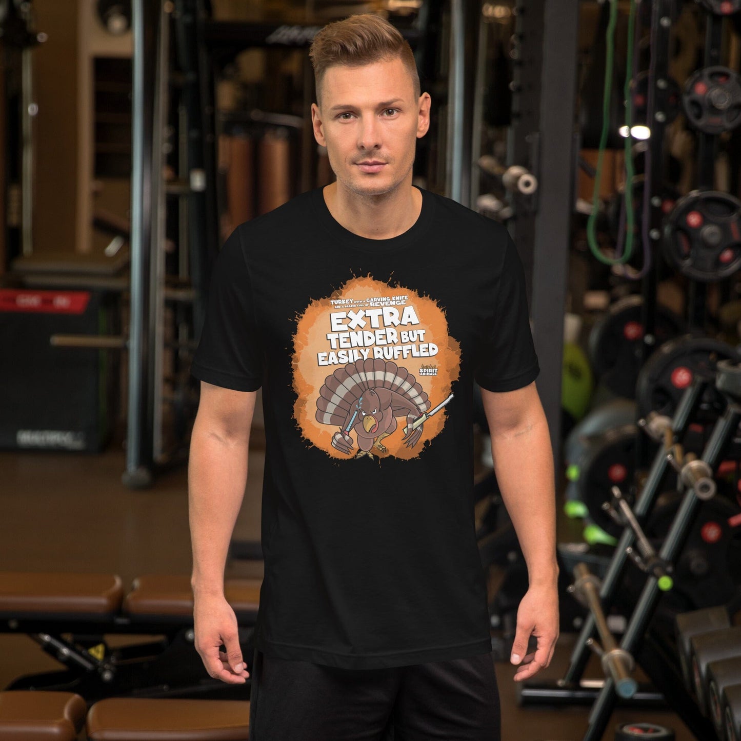 Turkey with a Carving Knife and a Baster Full of Revenge Unisex t-shirt Danger Bear Industries Black XS