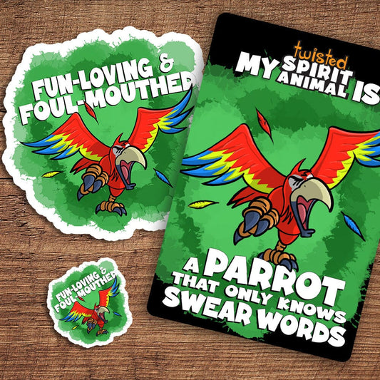 A Parrot that only knows Swear Words sticker pack sticker DangerBearIndustries
