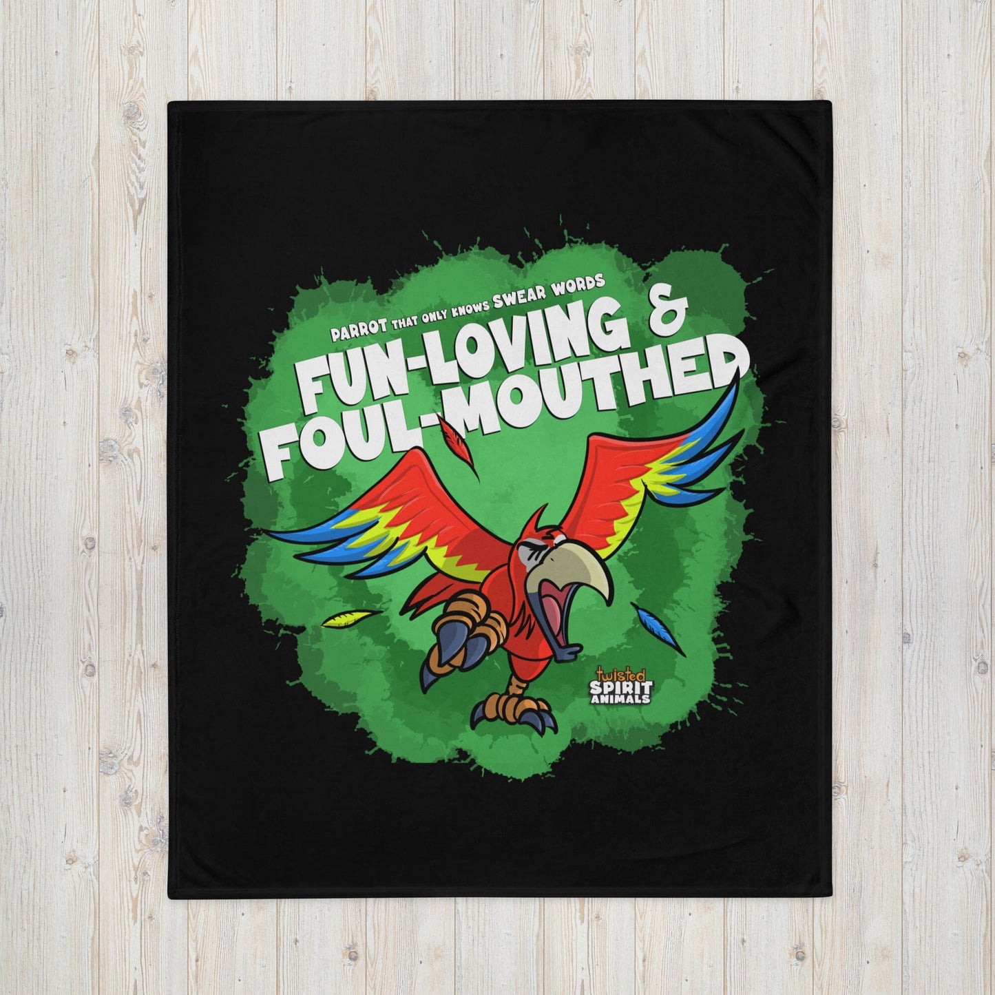 A Parrot that only knows Swear Words Throw Blanket throw blanket Danger Bear Industries 50″×60″