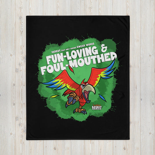 A Parrot that only knows Swear Words Throw Blanket throw blanket Danger Bear Industries 50″×60″