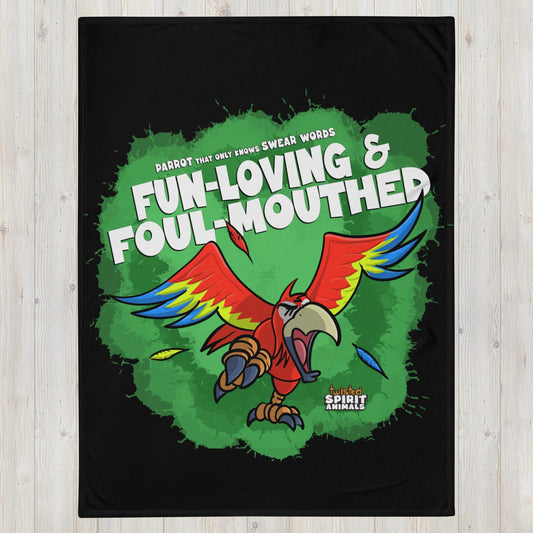 A Parrot that only knows Swear Words Throw Blanket throw blanket Danger Bear Industries 60″×80″