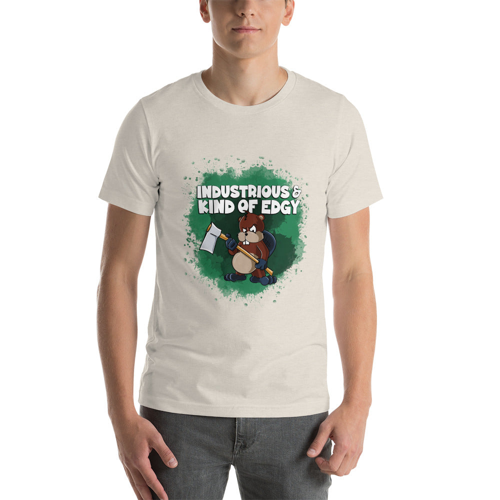 Beaver with an Axe to Grind Short-Sleeve Unisex T-Shirt Danger Bear Industries Heather Dust S
