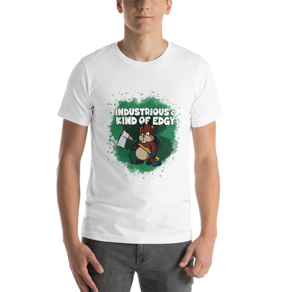 Beaver with an Axe to Grind Short-Sleeve Unisex T-Shirt Danger Bear Industries White XS