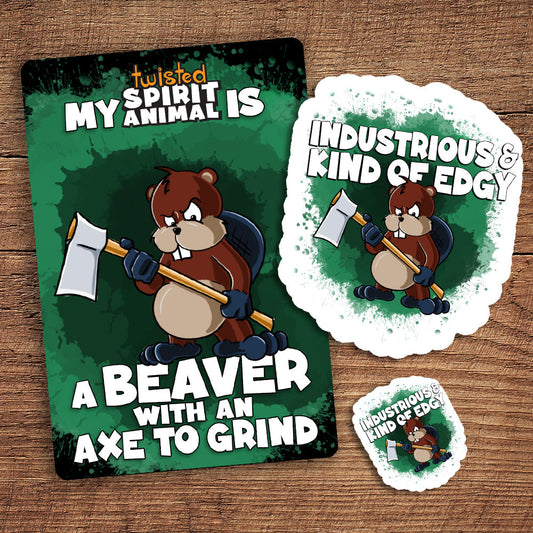 Beaver with an Axe to Grind sticker pack DangerBearIndustries