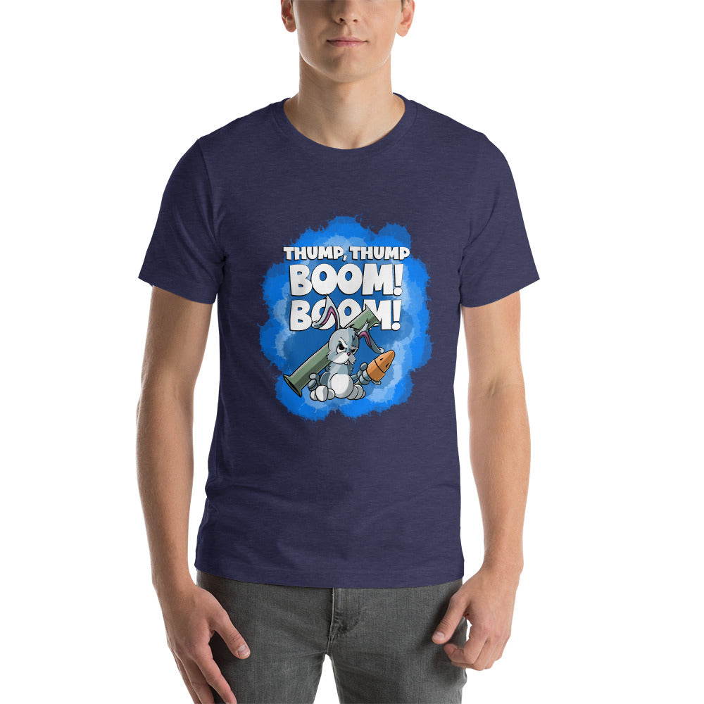 Bunny with a Bazooka Short-Sleeve Unisex T-Shirt Danger Bear Industries Heather Midnight Navy XS