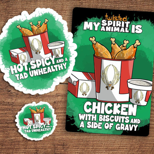 Chicken with Biscuits and a side of Gravy sticker pack DangerBearIndustries