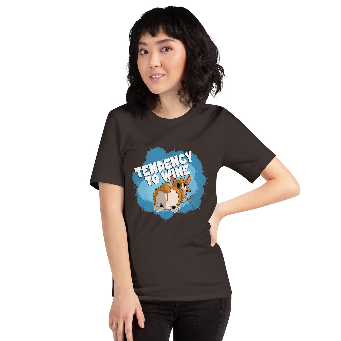 Corgi with a Corkscrew Unisex t-shirt Danger Bear Industries Brown S