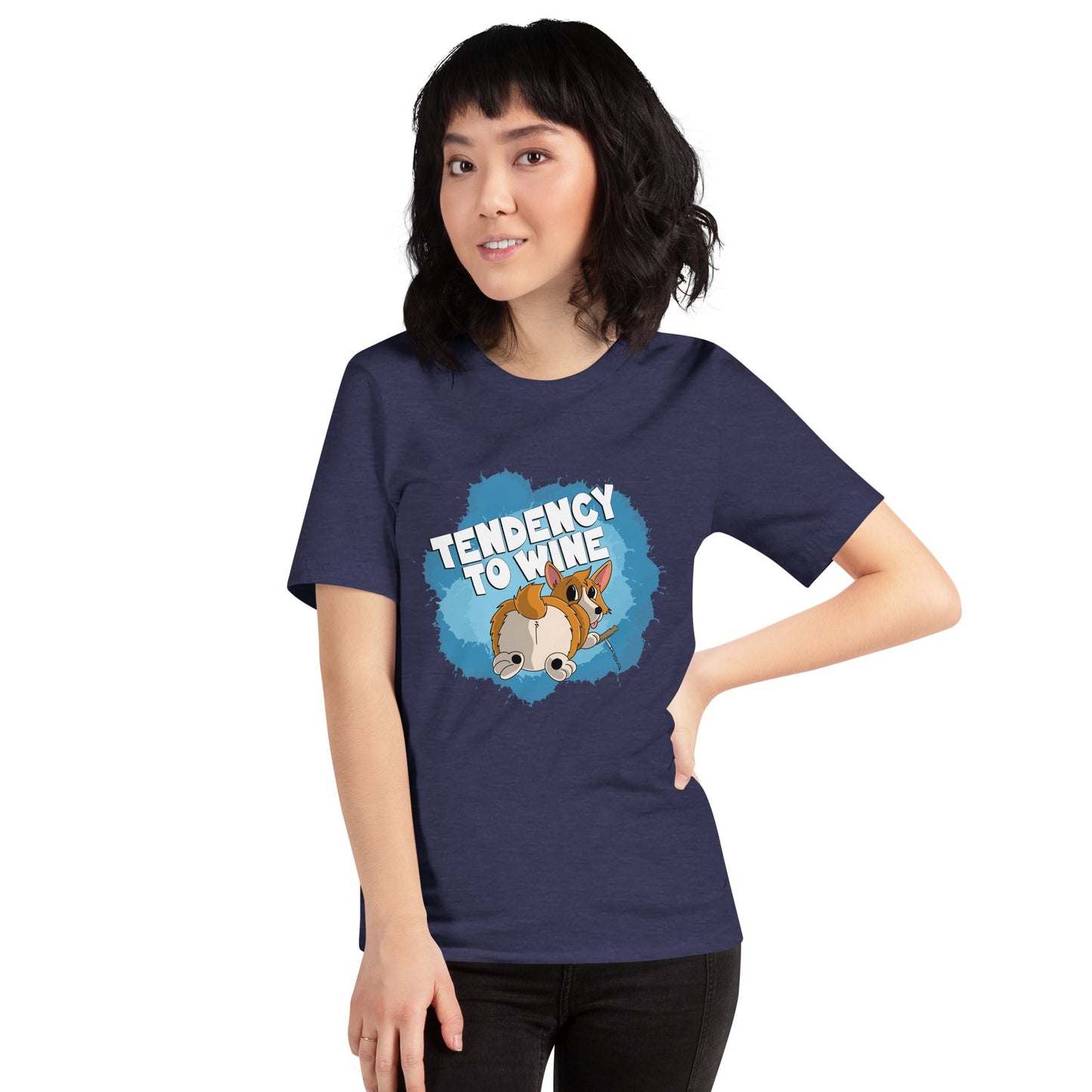 Corgi with a Corkscrew Unisex t-shirt Danger Bear Industries Heather Midnight Navy XS