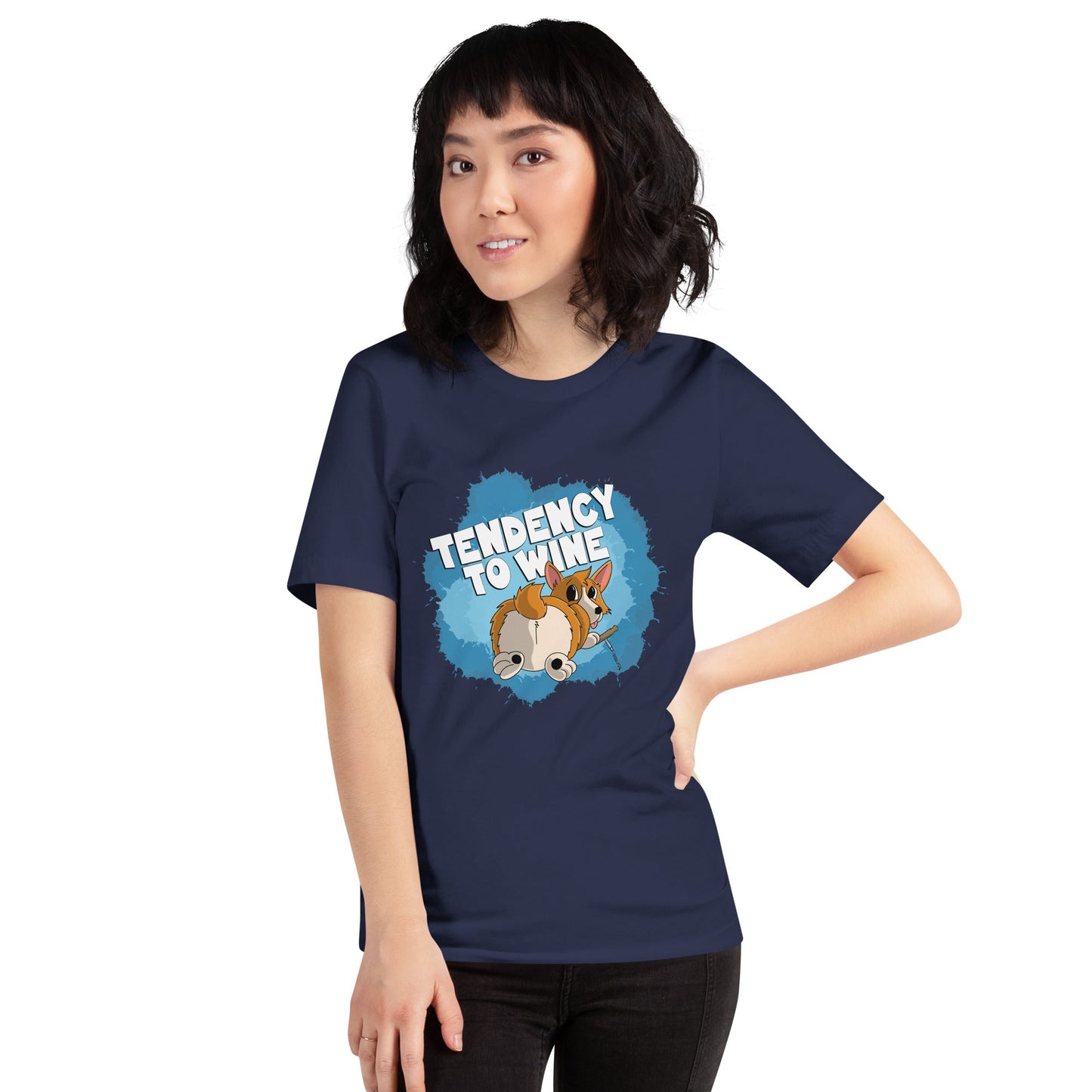 Corgi with a Corkscrew Unisex t-shirt Danger Bear Industries Navy XS