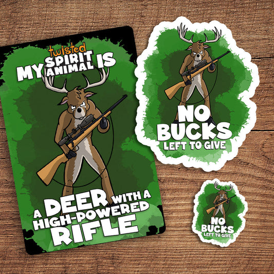 Deer with a High-Powered Rifle sticker pack DangerBearIndustries