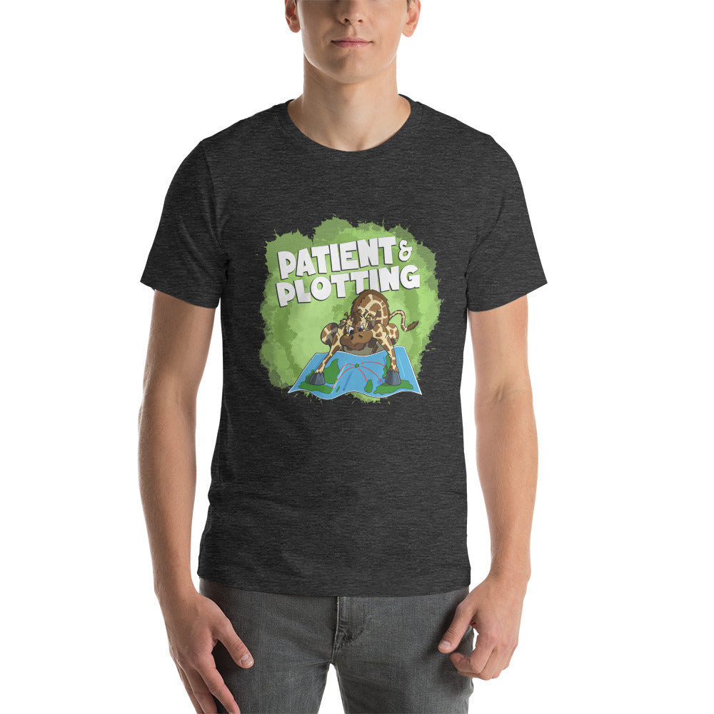 Giraffe Bent on Global Domination Short-sleeve Unisex T-shirt Danger Bear Industries Dark Grey Heather XS