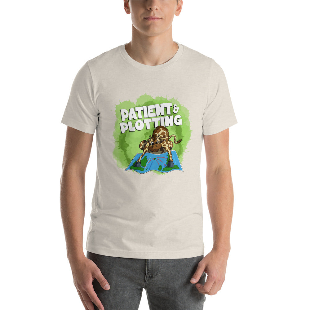 Giraffe Bent on Global Domination Short-sleeve Unisex T-shirt Danger Bear Industries Heather Dust S