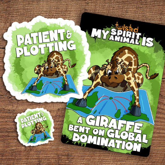 Giraffe Bent on Global Domination sticker pack DangerBearIndustries