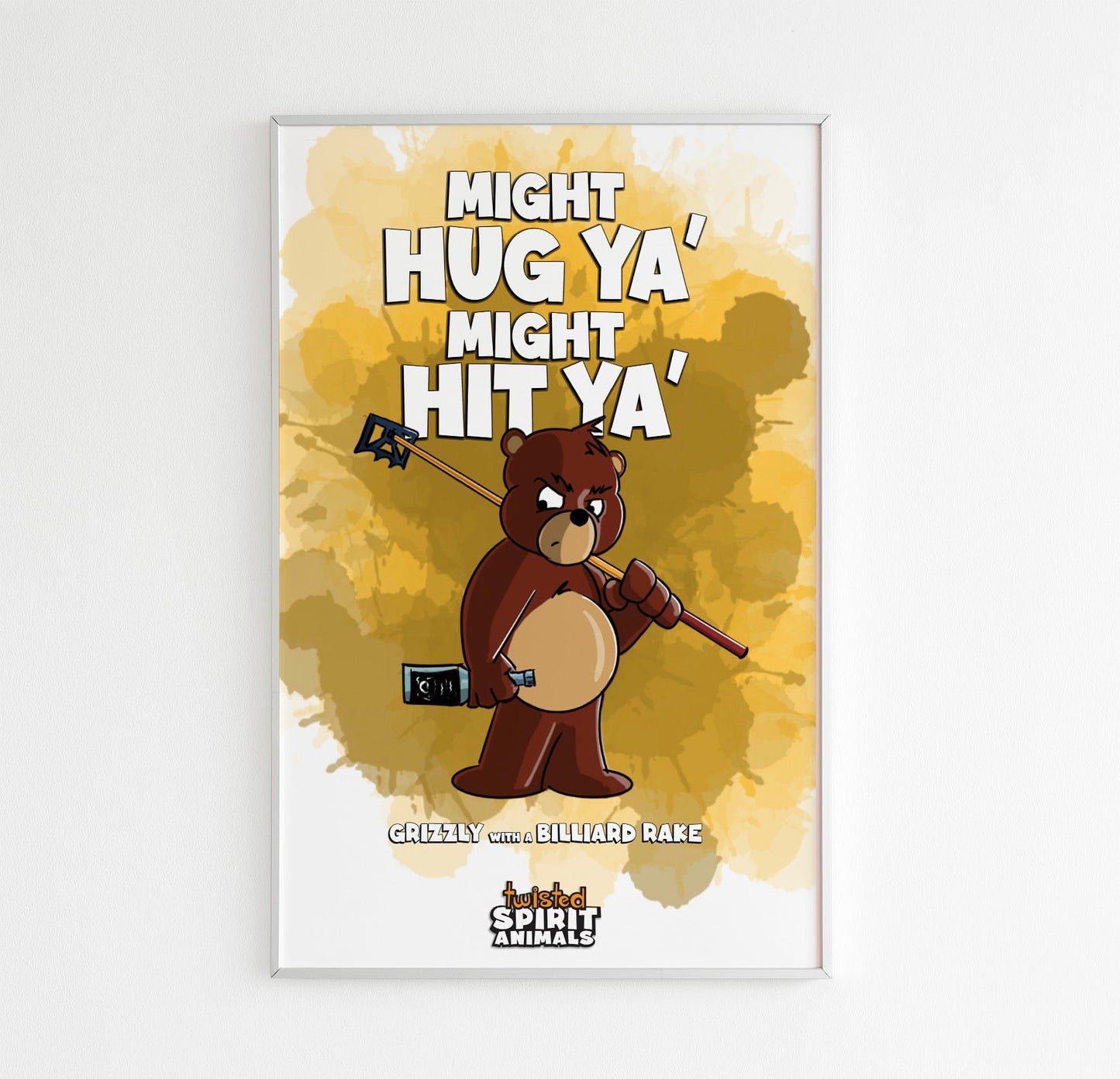 Grizzly Bear with a Billiard Rake 11x17 Print DangerBearIndustries