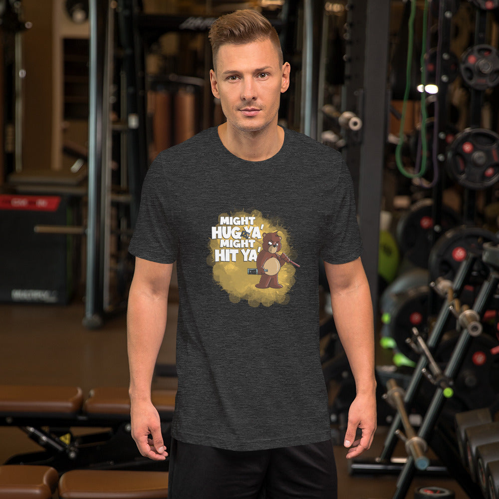 Grizzly Bear with a Billiard Rake Short-Sleeve Unisex T-Shirt Danger Bear Industries Dark Grey Heather XS
