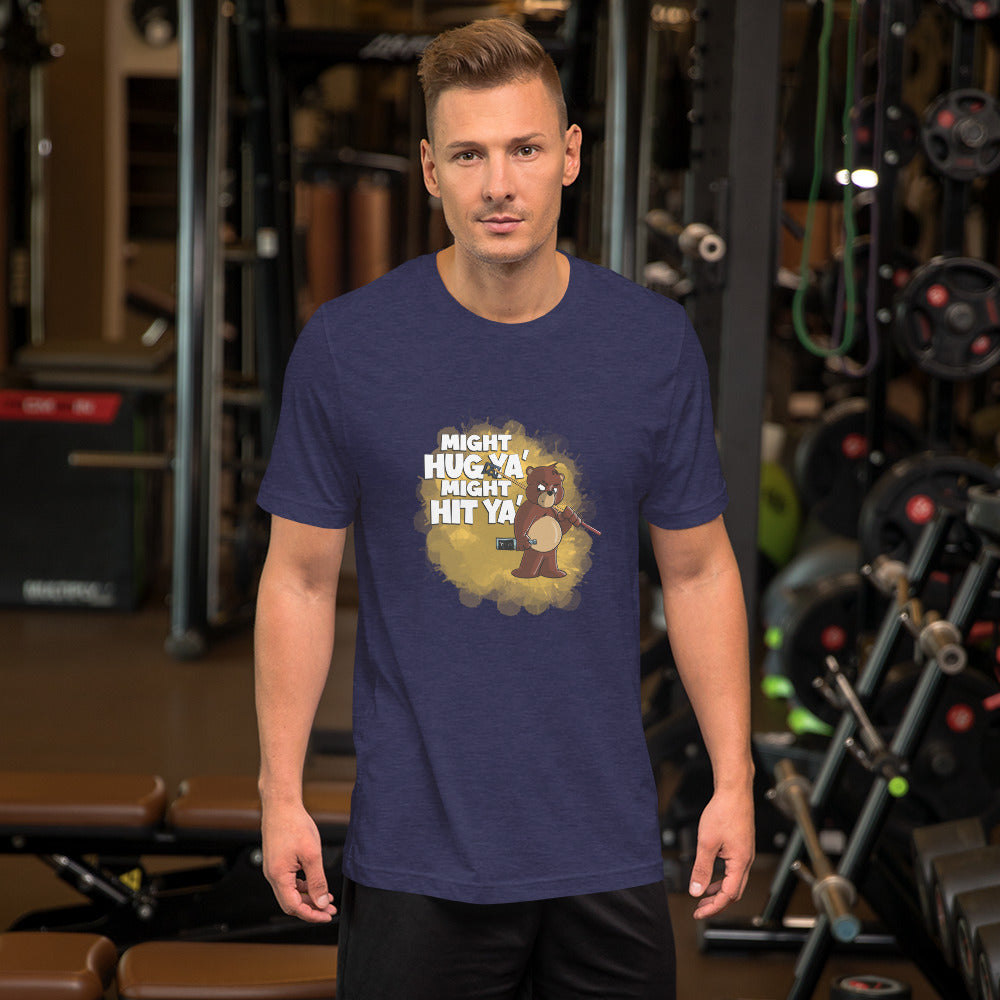 Grizzly Bear with a Billiard Rake Short-Sleeve Unisex T-Shirt Danger Bear Industries Heather Midnight Navy XS