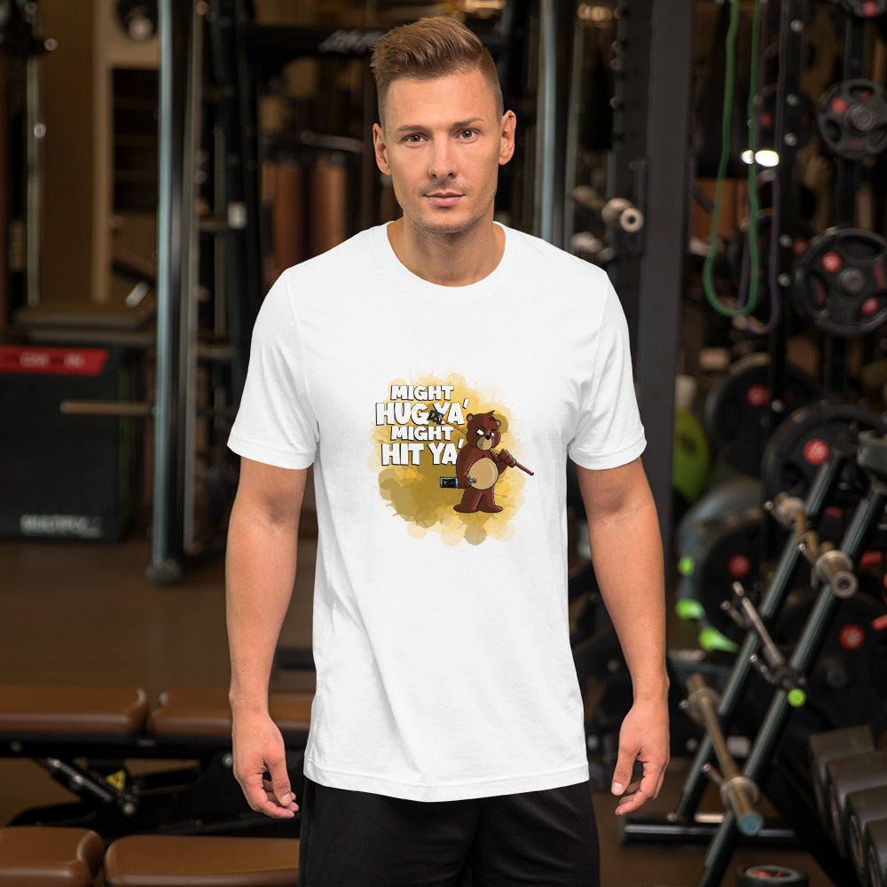 Grizzly Bear with a Billiard Rake Short-Sleeve Unisex T-Shirt Danger Bear Industries White XS