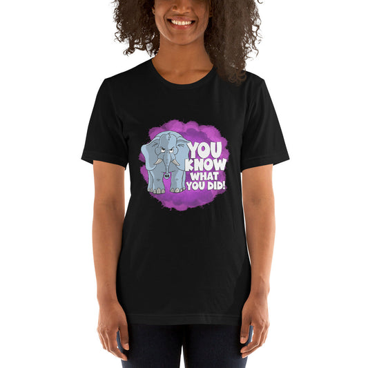 Judgmental Elephant that remembers that thing you did that time Unisex t-shirt t-shirt Danger Bear Industries Black XS
