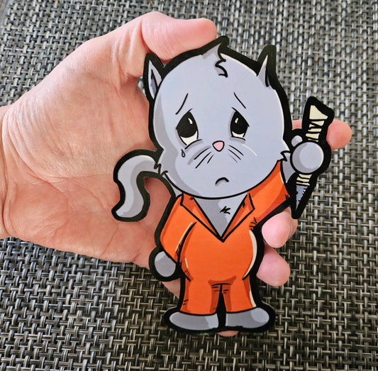 JUMBO Kitten with a Prison Shank sticker sticker DangerBearIndustries