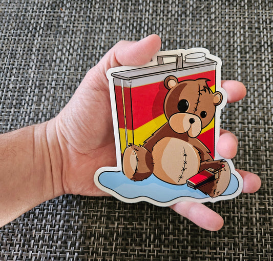 JUMBO Teddy Bear Soaked in Kerosene sticker sticker DangerBearIndustries