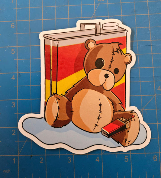 JUMBO Teddy Bear Soaked in Kerosene sticker sticker DangerBearIndustries