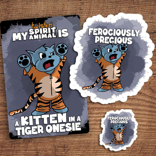 Kitten in a Tiger Onesie sticker pack DangerBearIndustries