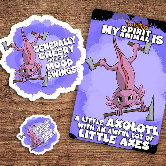 Little Axolotl with an awful lot of Little Axes sticker pack DangerBearIndustries