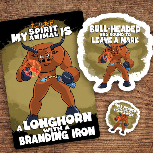 Longhorn with a Branding Iron sticker pack sticker DangerBearIndustries