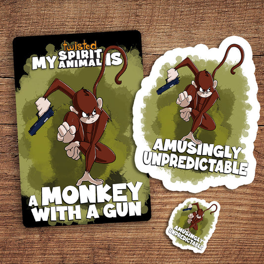 Monkey with a Gun sticker pack DangerBearIndustries