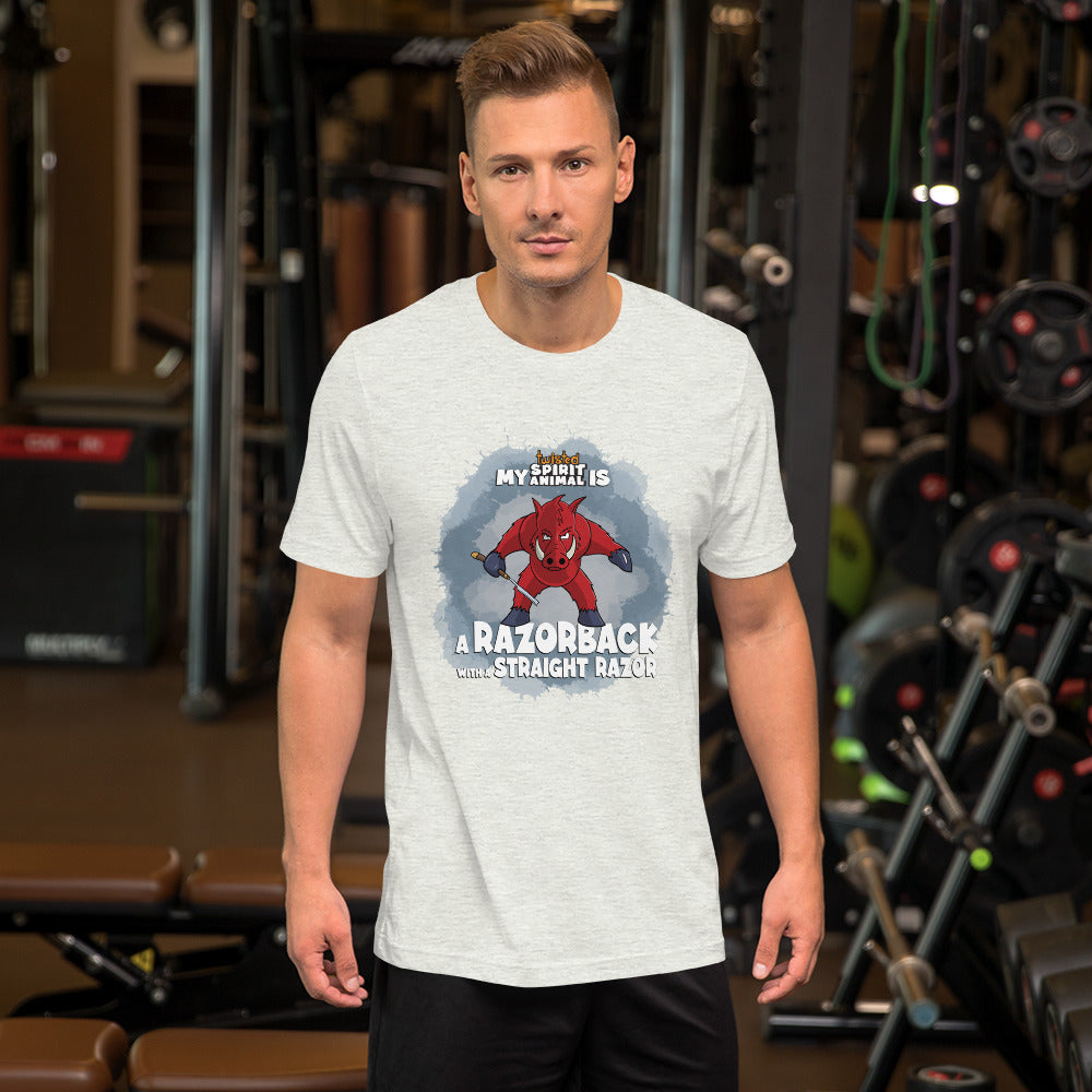 My Twisted Spirit Animal is Razorback with a Straight Razor Unisex t-shirt Danger Bear Industries Ash S