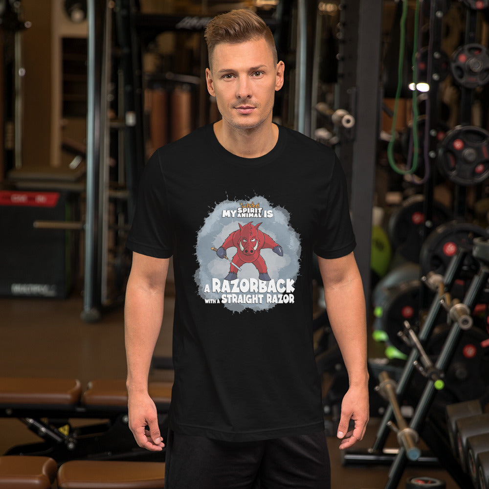 My Twisted Spirit Animal is Razorback with a Straight Razor Unisex t-shirt Danger Bear Industries Black XS