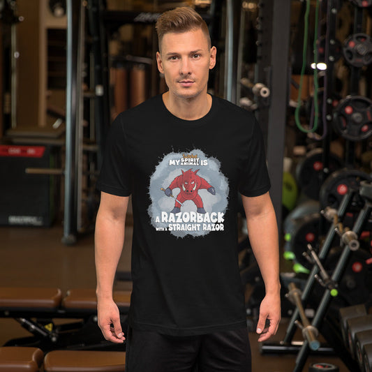 My Twisted Spirit Animal is Razorback with a Straight Razor Unisex t-shirt Danger Bear Industries Black XS