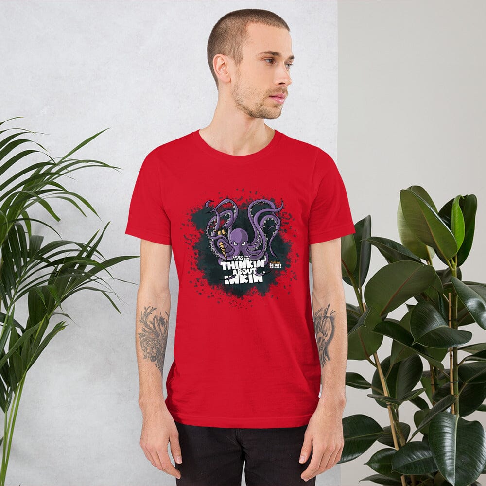 Octopus with a Tattoo Gun Unisex t-shirt t-shirt Danger Bear Industries Red XS