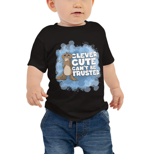 Otter with a Tire Iron Baby Jersey Short Sleeve Tee Danger Bear Industries Black 6-12m