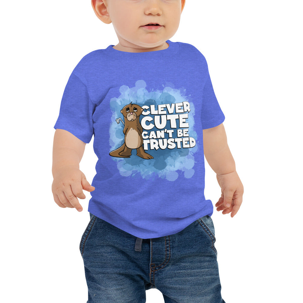 Otter with a Tire Iron Baby Jersey Short Sleeve Tee Danger Bear Industries Heather Columbia Blue 6-12m