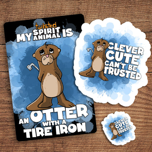 Otter with a Tire Iron sticker pack DangerBearIndustries
