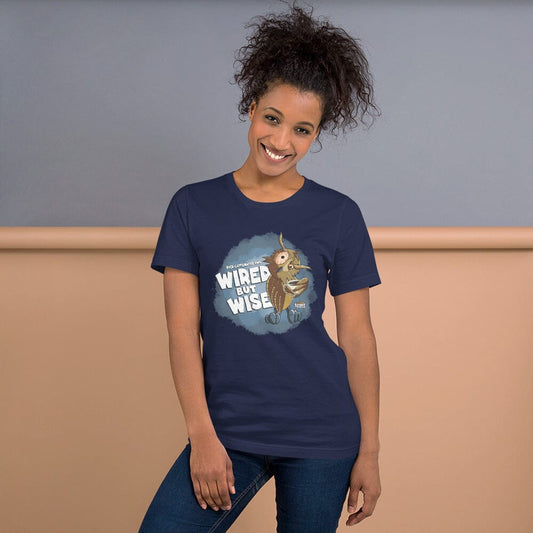 Over-Caffeinated Owl Short-Sleeve Unisex T-Shirt Danger Bear Industries Navy XS