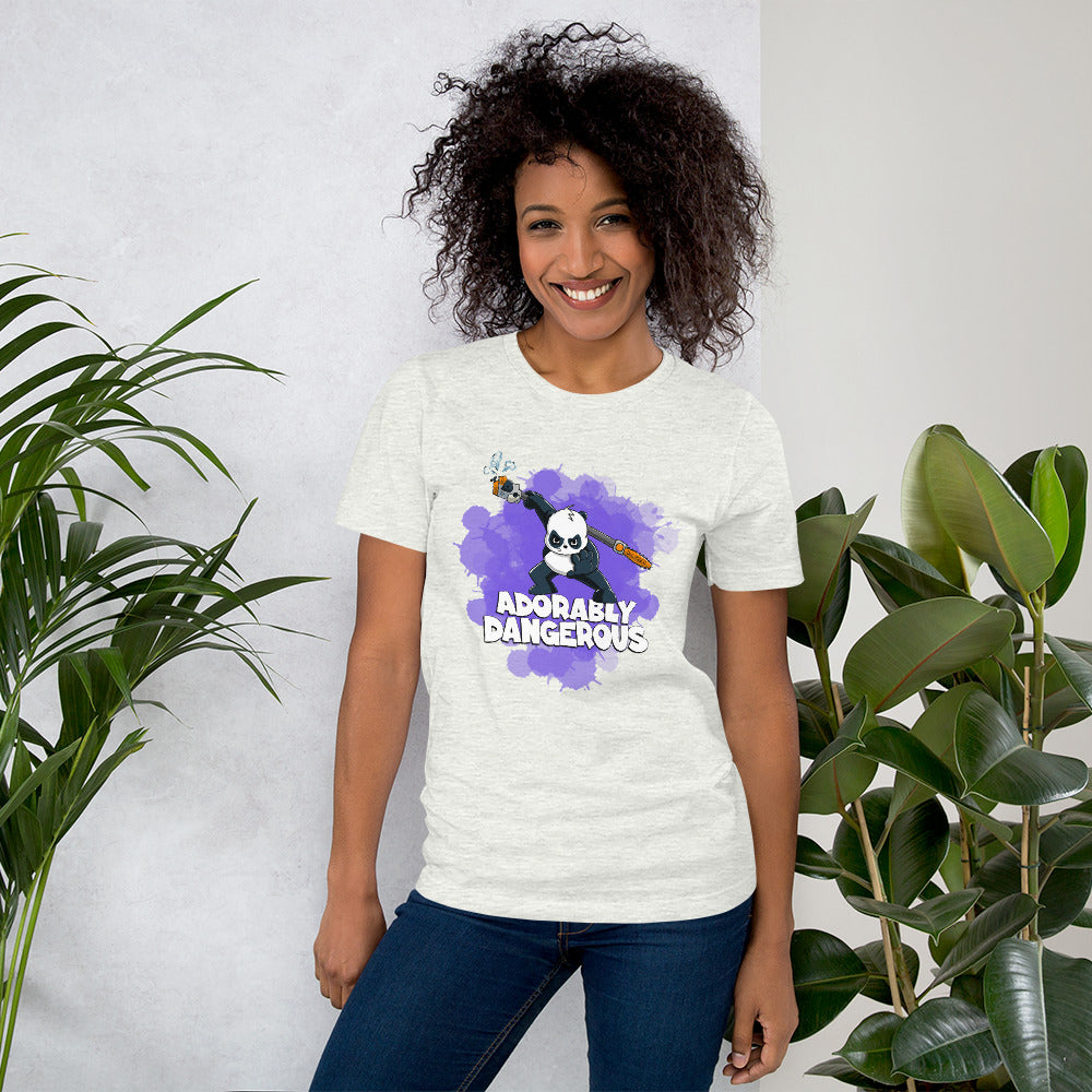 Panda with a Pole Saw Short-Sleeve Unisex T-Shirt Danger Bear Industries Ash S