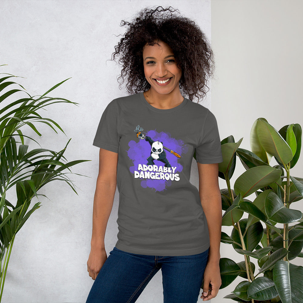Panda with a Pole Saw Short-Sleeve Unisex T-Shirt Danger Bear Industries Asphalt S