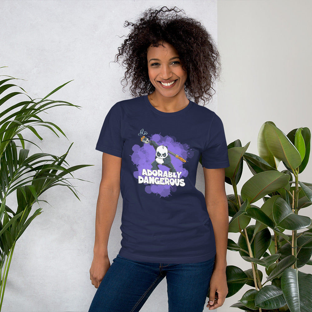 Panda with a Pole Saw Short-Sleeve Unisex T-Shirt Danger Bear Industries Navy XS