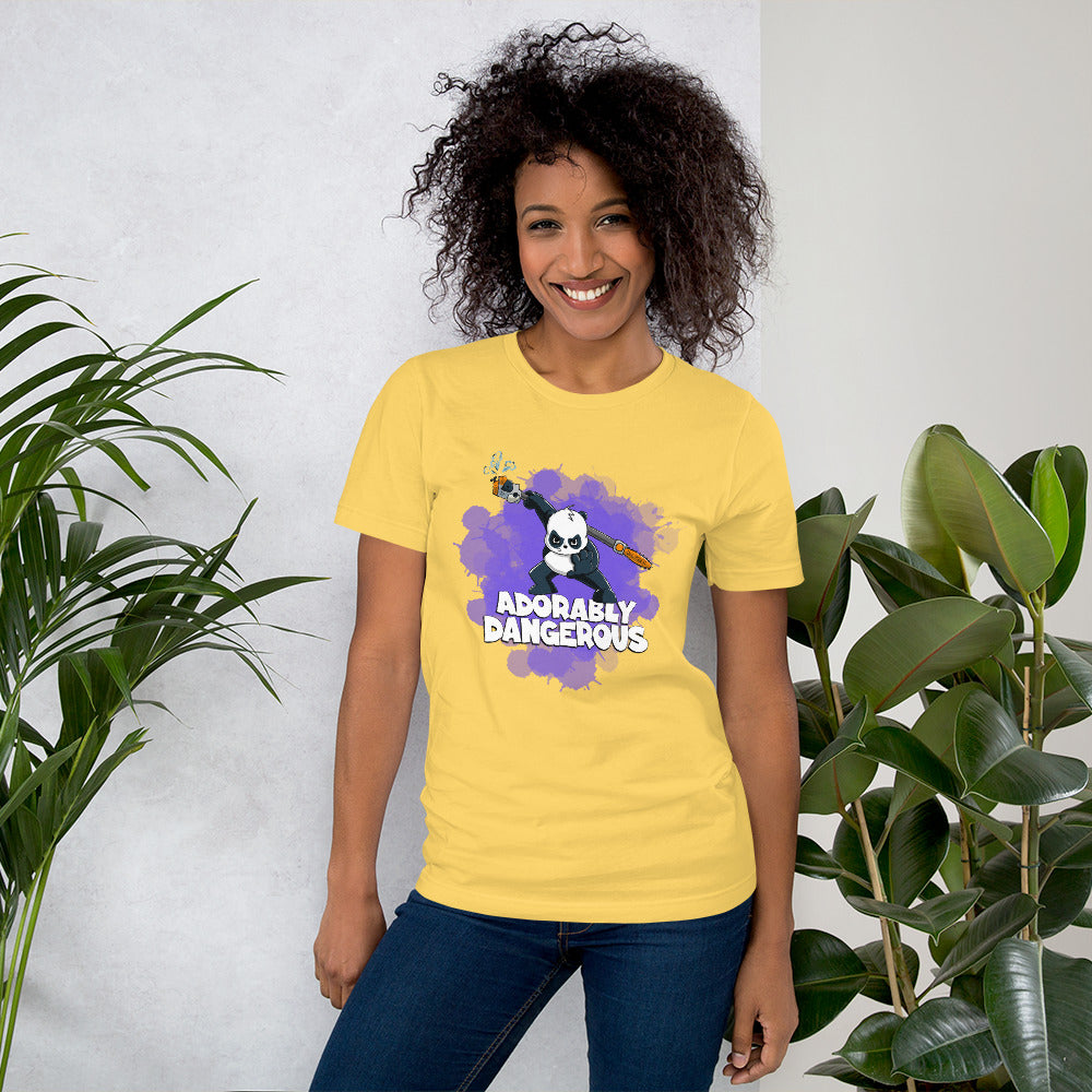 Panda with a Pole Saw Short-Sleeve Unisex T-Shirt Danger Bear Industries Yellow S