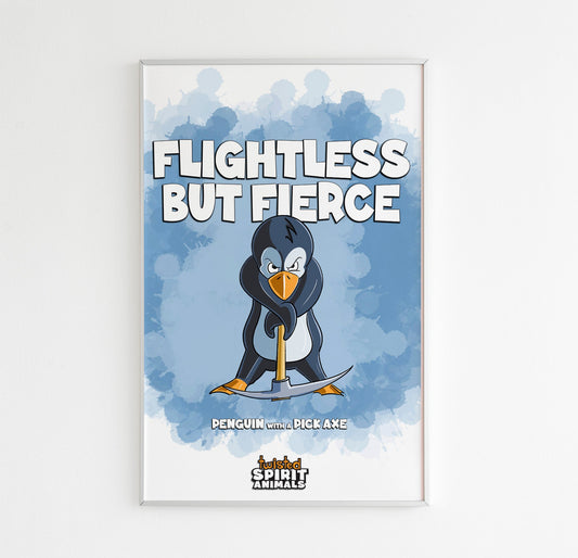 Penguin with a Pick Axe 11x17 Print DangerBearIndustries