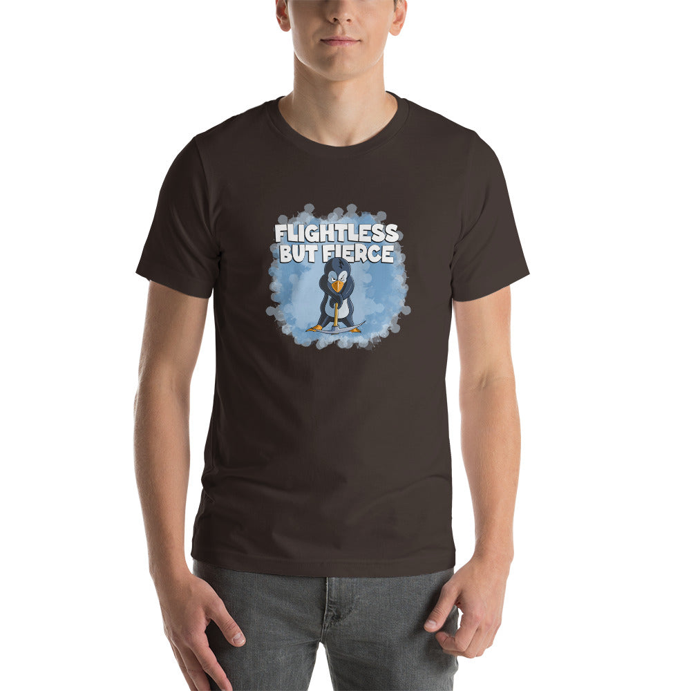 Penguin with a Pick Axe Short-Sleeve Unisex T-Shirt Danger Bear Industries Brown S
