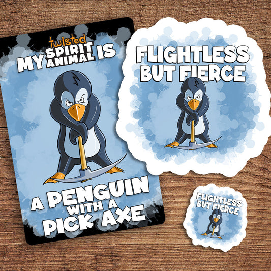 Penguin with a Pick Axe sticker pack DangerBearIndustries