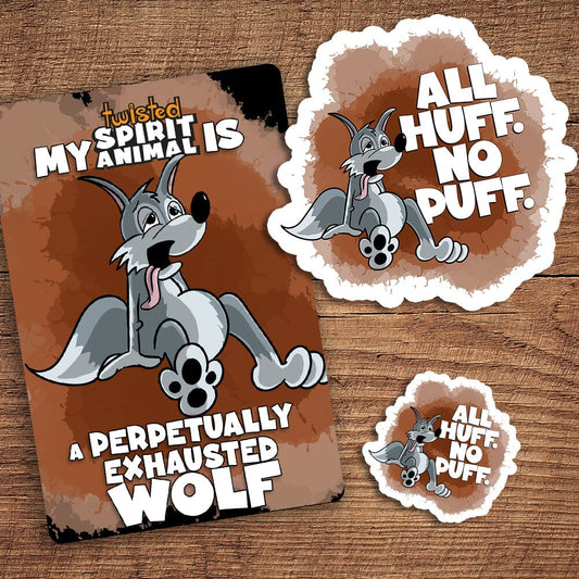 Perpetually Exhausted Wolf sticker pack DangerBearIndustries