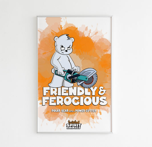 Polar Bear with a Power Cutter 11x17 Print DangerBearIndustries